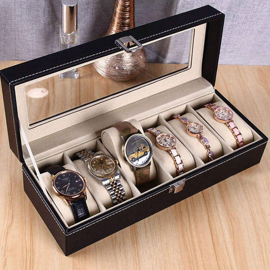 Boite à montres idéale pour les collectionneurs, avec un couvercle en verre pour exposer vos montres.