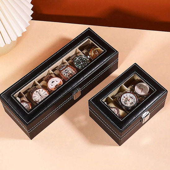 Boite à montres en cuir PU, élégante et pratique pour un rangement sécurisé de vos montres.