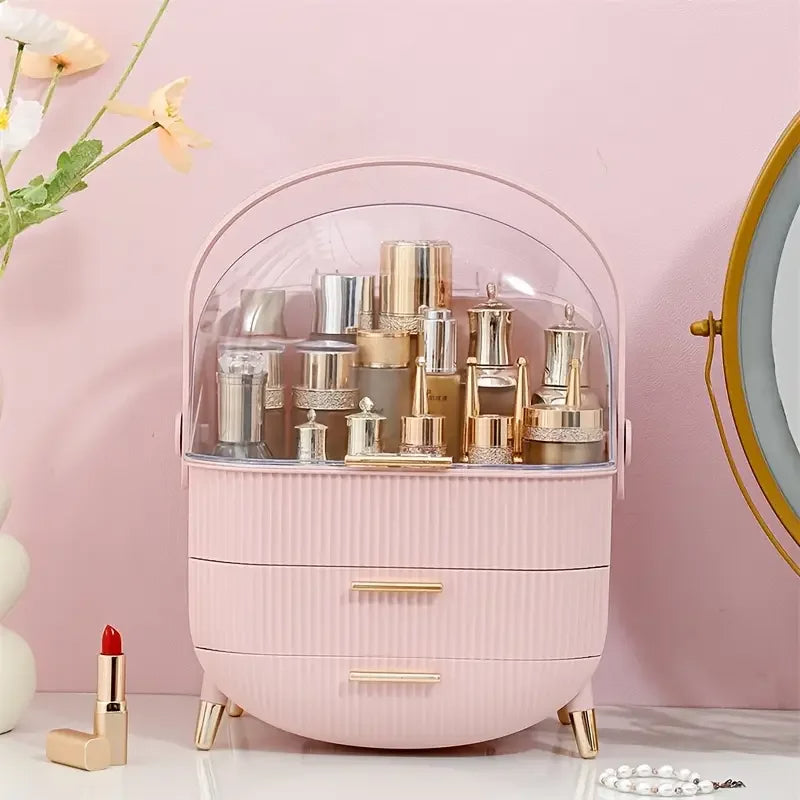 Boite rangement maquillage rose délicate