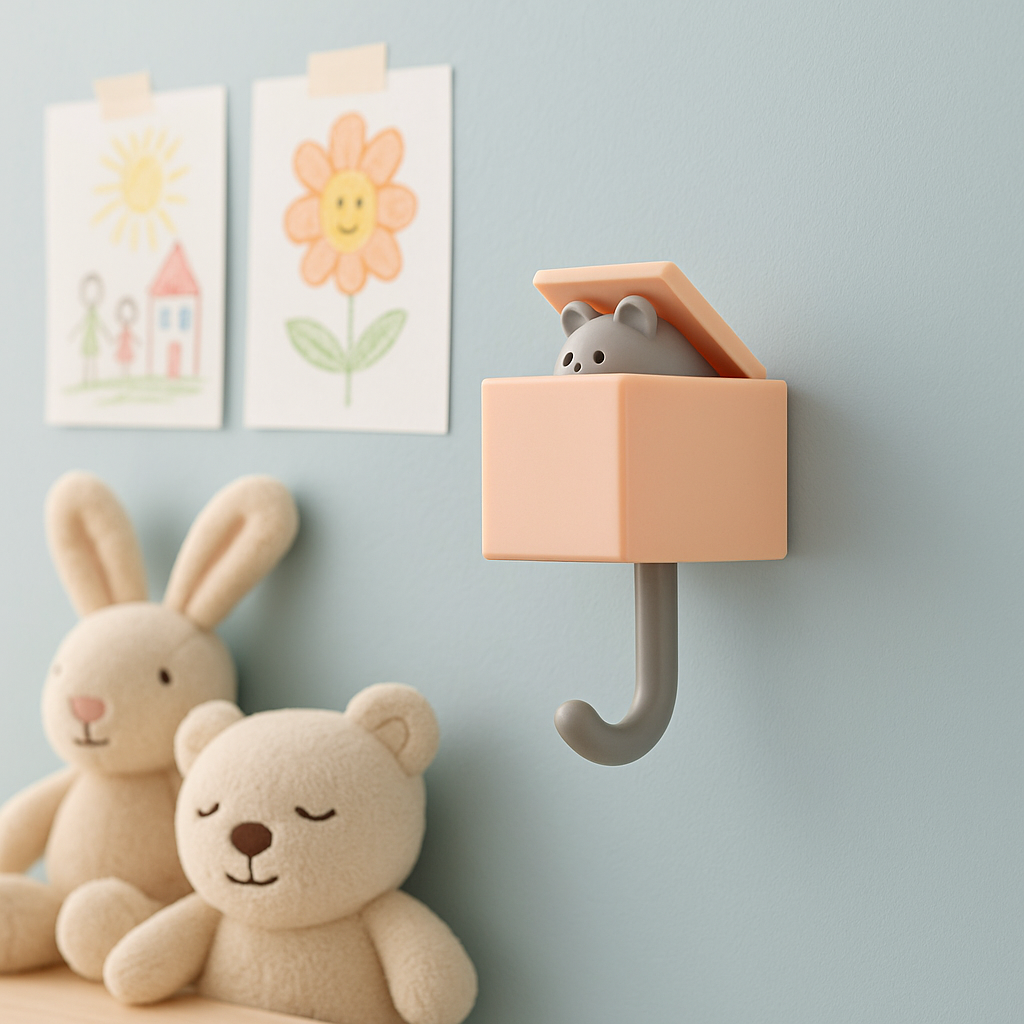 Crochets muraux originaux en forme de souris orange miel, parfaits pour ajouter une note chaleureuse à votre décoration.
