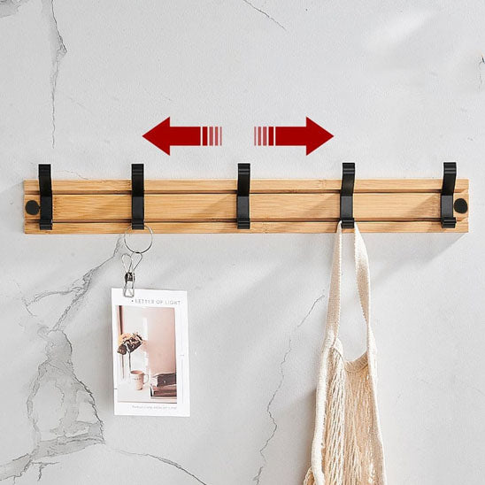 Patère porte manteau solide en bois massif et crochets métal résistant jusqu’à 5 kg.