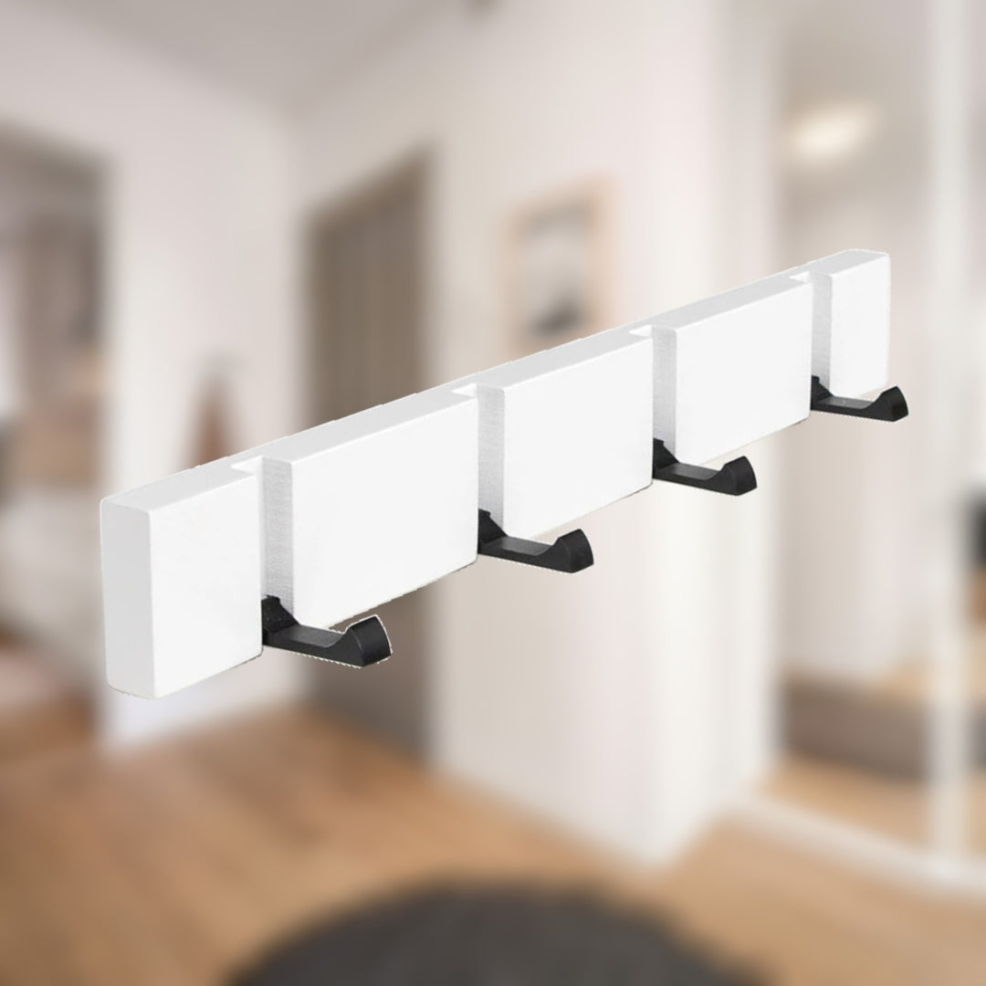 Ce porte manteau bois blanc 4 crochets apporte une touche moderne et épurée à votre intérieur. Idéal pour une entrée lumineuse et bien rangée.