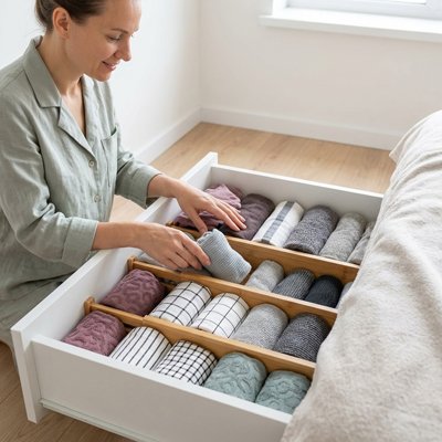 Séparateur de tiroir en bambou naturel pour garder les vêtements, accessoires et ustensiles parfaitement rangés