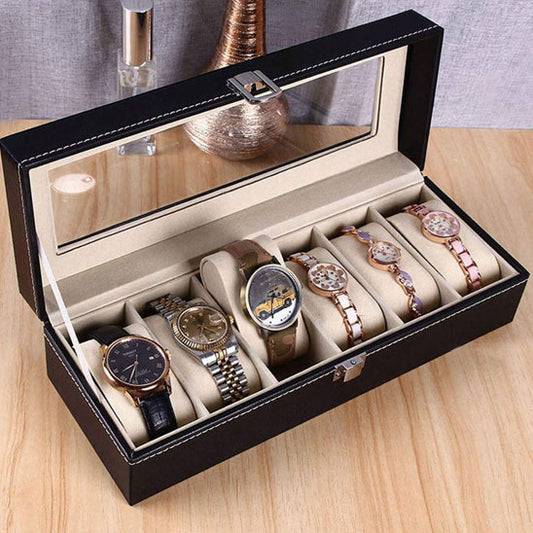 Boite à montres idéale pour les collectionneurs, avec un couvercle en verre pour exposer vos montres.