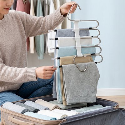 Cintre à pantalon en acier inoxydable avec barres antidérapantes pour garder les vêtements parfaitement organisés