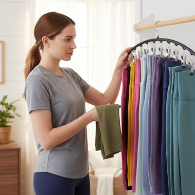 Cintre à pantalon avec 10 pinces gain de place