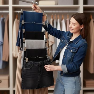 Cintre pince métallique pour rangement de dressing