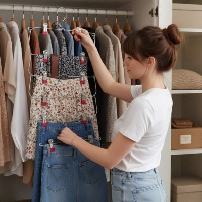 Cintre pince multifonction pour pantalons et jupes