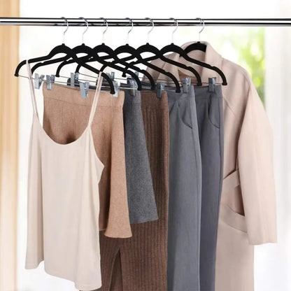 Cintre pince en velours avec clips antidérapants pour pantalons et jupes