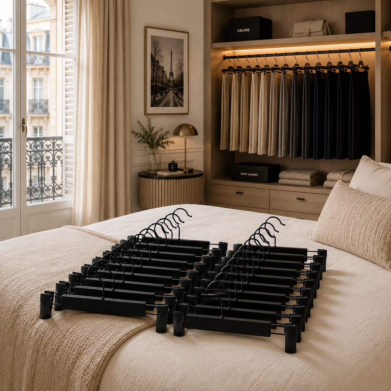 Lot de cintres pour pantalon noirs