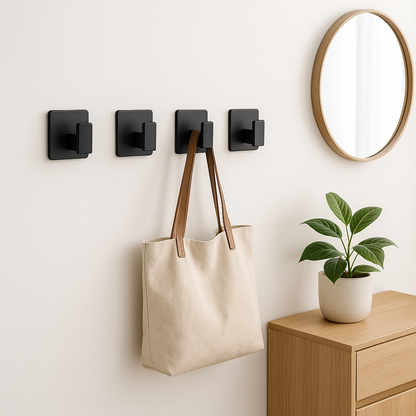 crochet porte manteau noir mat lot de quatre design moderne mural solide pour entrée salle de bain ou chambre