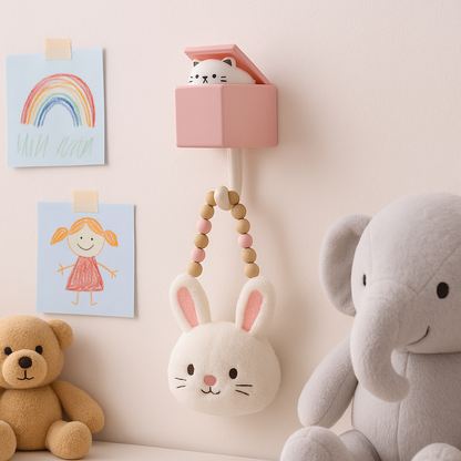 Crochets muraux décoratifs en forme de chat rose pastel, parfaits pour une touche douce et élégante dans l’entrée ou la chambre.
