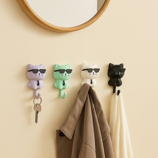 crochets muraux multicolores en forme de chat, pratiques et décoratifs pour accrocher clés et accessoires