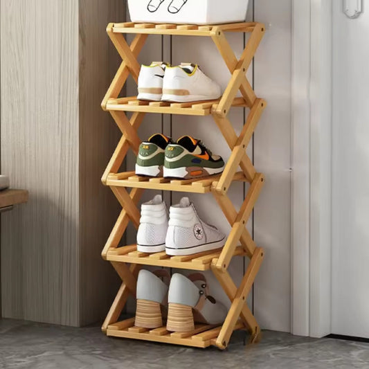 détail du bambou naturel de l’étagère à chaussures