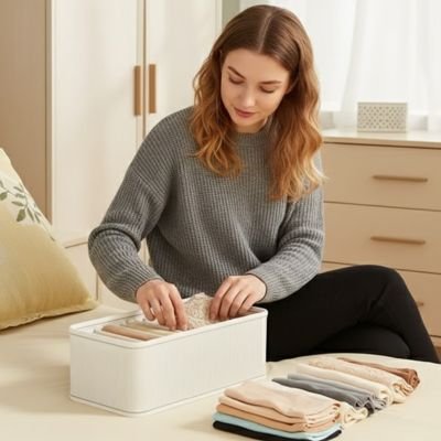 Organisateur de tiroir avec compartiments pour ranger sous-vêtements et chaussettes