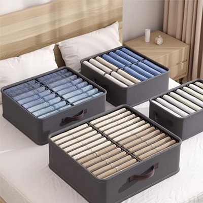 Organisateur de tiroir en tissu rigide pour organiser les jeans, chemises et vêtements du quotidien