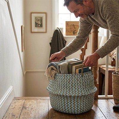 Panier de rangement élégant pour organiser facilement chambre et dressing