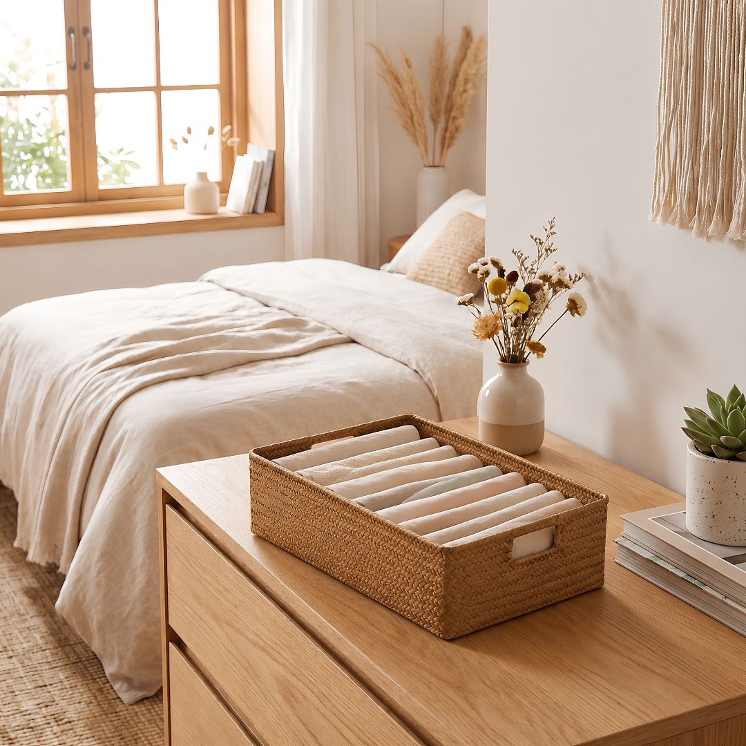 Panier rangement osier taille L pour organiser le dressing