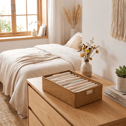 Panier rangement osier taille L pour organiser le dressing