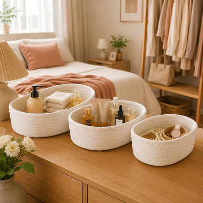 Paniers de rangement en corde tressée pour une décoration nordique élégante
