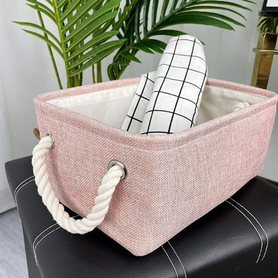 Paniers de rangement en tissu effet lin pour une maison parfaitement organisée