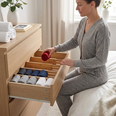 Séparateur de tiroir en bambou extensible pour organiser facilement les vêtements et accessoires