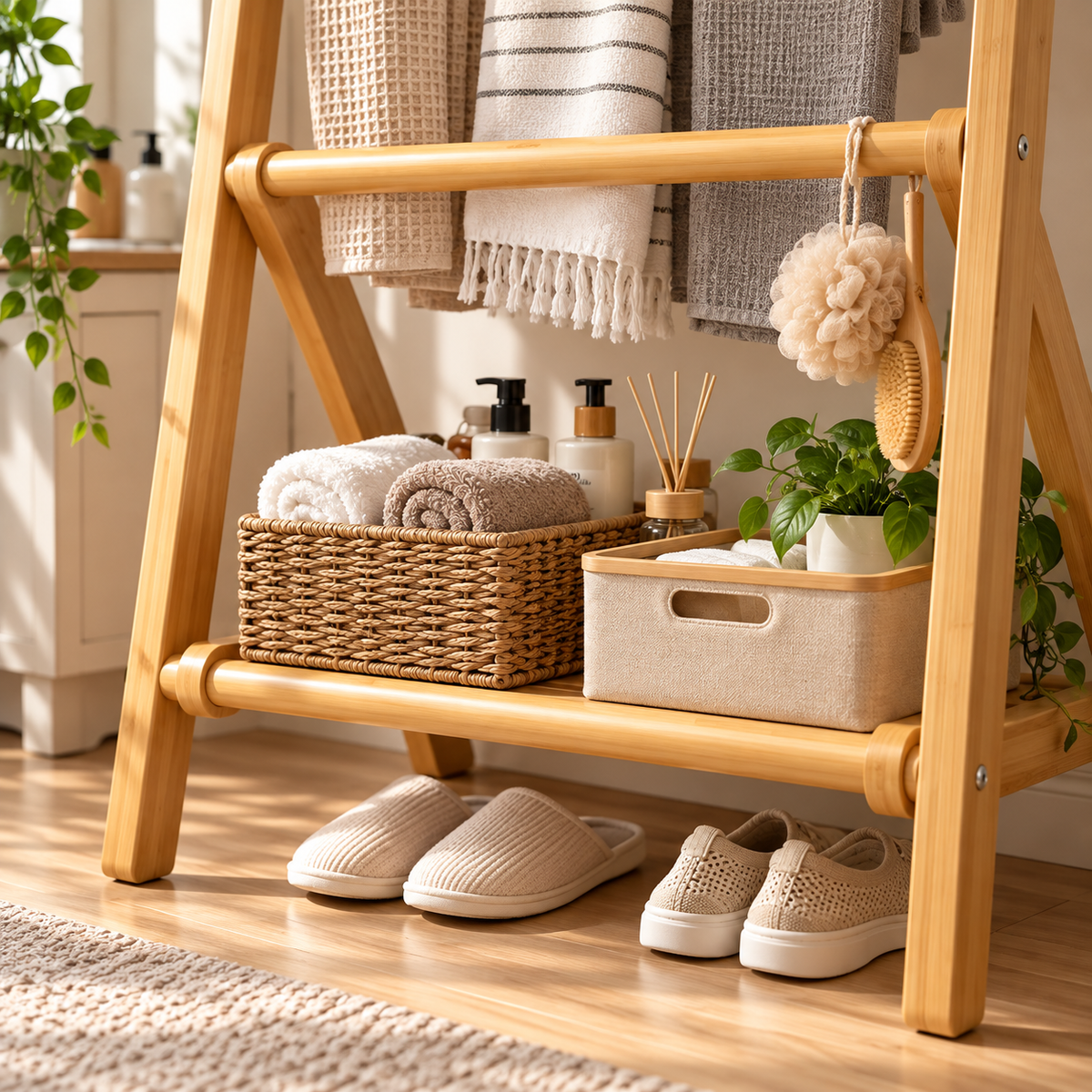 Valet de chambre style scandinave en bois pour chambre et dressing