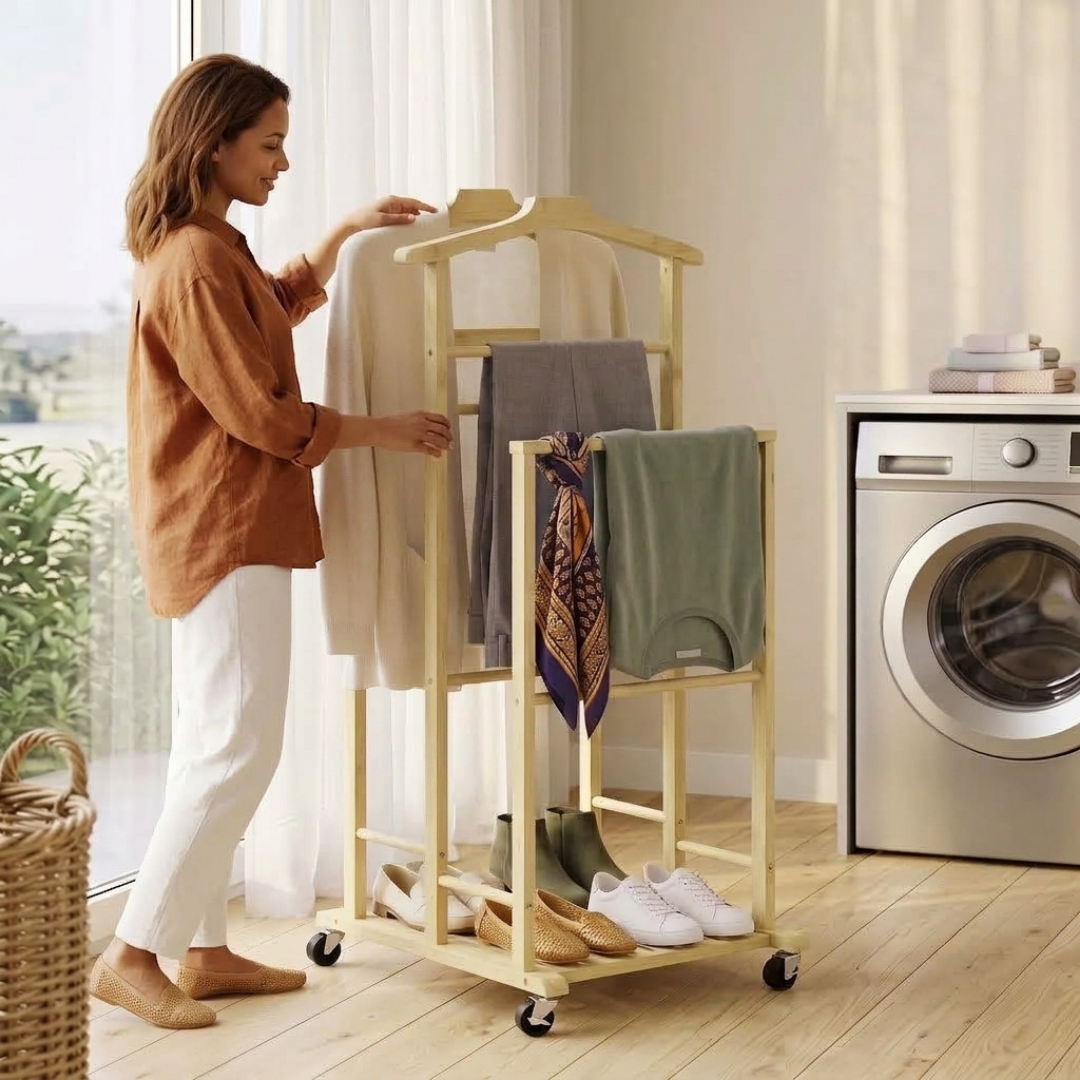 Valet de nuit avec espace de rangement pour vêtements et accessoires